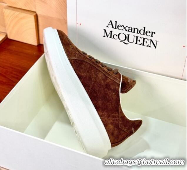 Most Popular Alexander McQueen Oversized Retro Sneakers in Suede Dark Brown 1114012