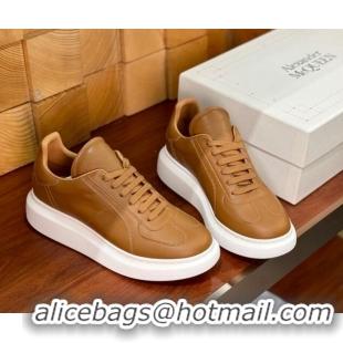 Good Looking Alexander McQueen Oversized Retro Sneakers in Matte Silky Calfskin Brown 1114013 