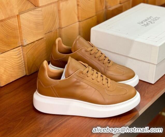 Good Looking Alexander McQueen Oversized Retro Sneakers in Matte Silky Calfskin Brown 1114013 