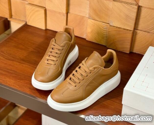 Good Looking Alexander McQueen Oversized Retro Sneakers in Matte Silky Calfskin Brown 1114013 