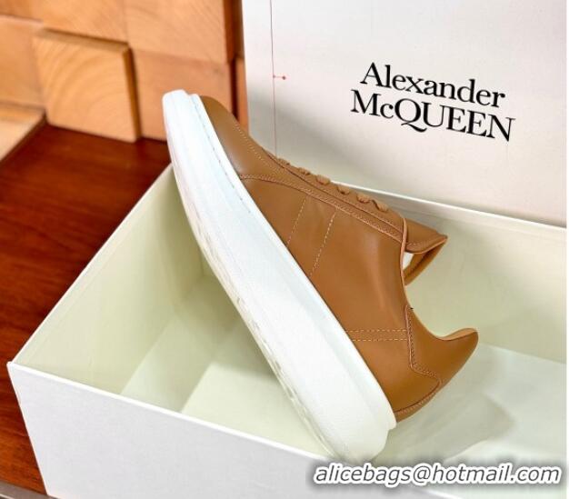 Good Looking Alexander McQueen Oversized Retro Sneakers in Matte Silky Calfskin Brown 1114013 