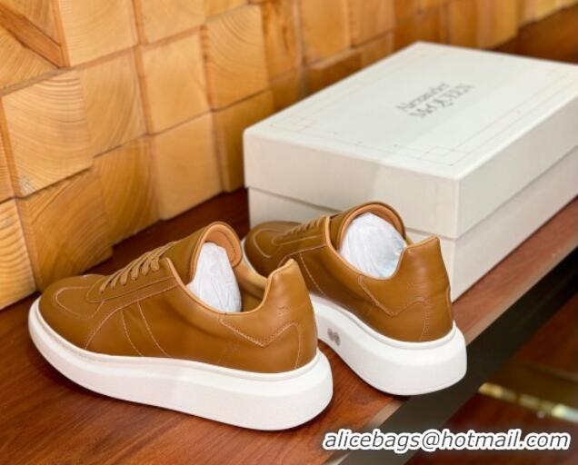 Good Looking Alexander McQueen Oversized Retro Sneakers in Matte Silky Calfskin Brown 1114013 