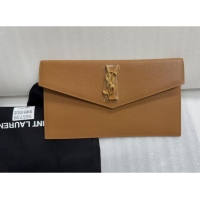 Buy Cheapest SAINT LAURENT UPTOWN POUCH IN SMOOTH LEATHER 565739 BROWN