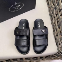 Grade Promotional Prada Leather Strap Sandals PA3129 Black