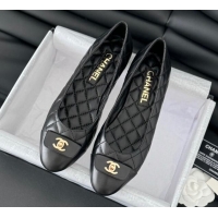 Best Price Chanel Ballet Flats in Calfskin & Lambskin G45879 Black 111924