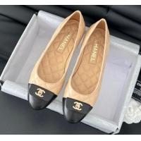 Good Looking Chanel Ballet Flats in Calfskin & Lambskin G45879 Black/Beige 111925