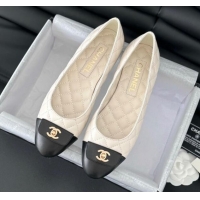 Good Quality Chanel Ballet Flats in Calfskin & Lambskin G45879 White/Black 111926