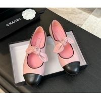 Classic Hot Chanel Lambskin Ballet Flats with Knot Bow Light Pink 1120001