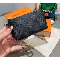 Good Quality Louis Vuitton Monogram Key Pouch 1129 Black 2024