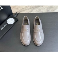 Low Price Chanel Shiny Calfskin Loafers Flat Grey 1120030