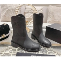 Perfect Chanel Matte Calfskin Ankle Boots with Side CC Black 1120038