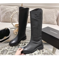 Funny Chanel Matte Calfskin Medium Boots 4cm with Side CC Black 1120041