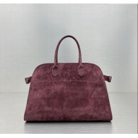 New Fashion The Row Soft Margaux 15 Bag in Suede 1831 Dark Purple 2023