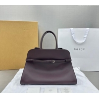 Shop Discount The Row Margaux Belt 15 Tote Bag in Leather 1844 Dark Purple 2024