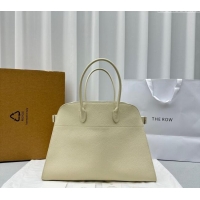 Grade Design The Row Margaux 17 Large Tote Bag in Grained Leather 1831 White 2024