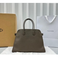 Top Quality The Row Margaux 17 Large Tote Bag in Grained Leather 1831 Elephant Grey 2024