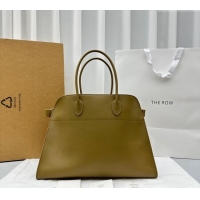 Good Taste The Row Margaux 17 Large Tote Bag in Smooth Leather 1831 Olive Green 2024