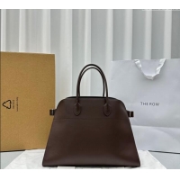 New Design The Row Margaux 17 Large Tote Bag in Smooth Leather 1831 Chocolate 2024