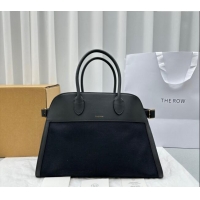 Reasonable Price The Row Margaux 15 Medium Tote Bag in Canvas and Leather 1831 Black 2024