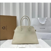 Most Popular The Row Margaux 15 Medium Tote Bag in Lichee-Grained Leather 1831 White 2024