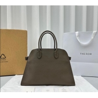 Buy Classic The Row Margaux 15 Medium Tote Bag in Lichee-Grained Leather 1831 Elephant Grey 2024