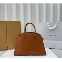 Luxury Discount The Row Margaux 15 Medium Tote Bag in Calf Leather 1831 Brown 2024