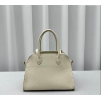 Famous Brand The Row Margaux 10 Small Tote Bag in Lichee-Grained Leather 1831 White 2024