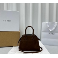 Top Design The Row Margaux 10 Small Tote Bag in Suede 1831 Dark Brown 2024