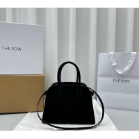 Buy Discount The Row Margaux 10 Small Tote Bag in Suede 1831 Black 2024