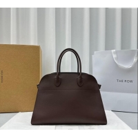 Top Grade The Row Margaux 15 Medium Tote Bag in Smooth Leather 1831 Chocolate Brown 2024