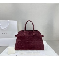 Elegant Discount The Row Margaux 15 Medium Tote Bag in Suede 1831 Burgundy 2024