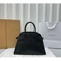 Grade Quality The Row Margaux 15 Medium Tote Bag in Calf Leather 1831 Black 2024