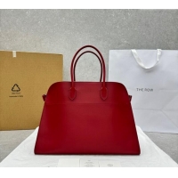 Top Grade The Row Margaux 17 Large Tote Bag in Smooth Leather 1831 Dark Red 2024