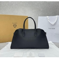 Top Grade The Row EW Margauxdf Tote Bag in Grained Leather 1828 Black 2024