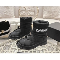 Pretty Style Chanel Quilted Down Snow Boots Black 120057