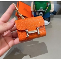 Super Quality Hermes Crocodile Embossed AirPods 3 Earpods Case 1130 Orange 2024