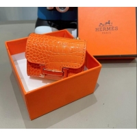 Super Quality Hermes Crocodile Embossed AirPods 3 Earpods Case 1130 Orange 2024