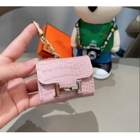 Popular Style Hermes Crocodile Embossed AirPods 3 Earpods Case 1130 Pink 2024