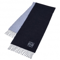 Top Grade Loewe Scarf In Wool And Cashmere 28 x 180cm L8922 Light Blue/Navy Blue