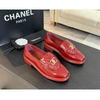 Grade Quality Chanel Calfskin Flat Loafers with Quilted CC Foldover G45474 Burgundy 1120075