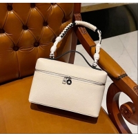 Inexpensive Loro Piana Extra Pocket Pouch L27 in Calfskin with Braided Shoulder Strap L9008 White 2023