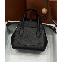 Free Shipping Loro Piana Happy Day Top Handle Bag in Grained Leather L9013 Black 2023