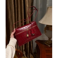 Best Grade Loro Piana Extra Bag L27 in Crocodile Embossed Leather 6004 Red 2023