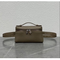 Top Quality Loro Piana Extra Pocket Pouch L16 Belt Bag in Grainy Calfskin L0409 Etoupe/Silver 2023