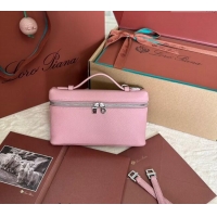 Top Design Loro Piana LP Extra Pocket Pouch L19 in Grained Calfskin 0802 Light Pink 2024