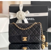 Promotional Chanel Lambskin Small Flap Bag with Gold-Tone Metal Ball Chain AS1787 Black 2024 Top Quality