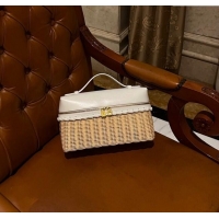 Best Price Loro Piana Extra Pocket L27 East-West bag in Calfskin and Wicker L0001 White 2024