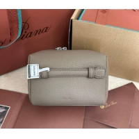 Affordable Price Loro Piana Small Extra Travel Pouch in Calfsklin Leather 8008 Grey 2024