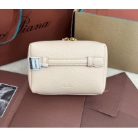 Well Crafted Loro Piana Small Extra Travel Pouch in Calfsklin Leather 8008 Cream White 2024