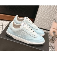 Buy Discount Chanel Printed Calfskin Sneakers Light Blue 120108